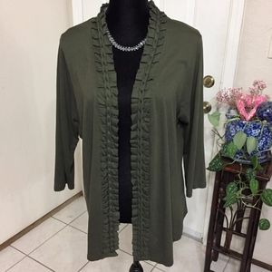 Coldwater Creek Green Cardigan Braided Trim (16)